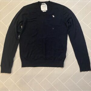 Abercrombie & Fitch Men's Navy Cashmere Blend V‑Neck Sweater Men’s Size L